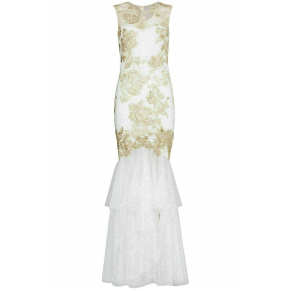 Marchesa Dresses & Skirts - Marchesa Notte White Gold Lace Mermaid Gown